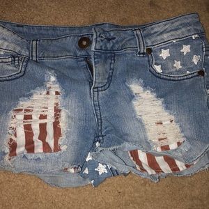 Xhileration booty shorts with american flag print
